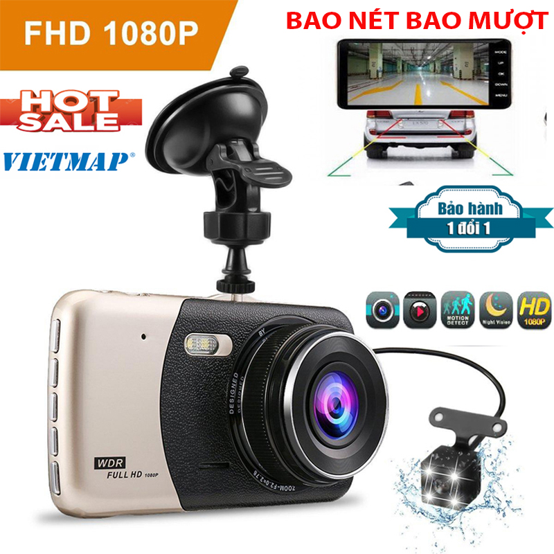 Camera Hành Trình VIET MAPS X007- Bao Gồm 2 Camera Trước và Sau- Cho Độ Phân Giải 1080P- Sử Dụng Tiếng Việt- Thời Gian Lưu Trữ Lên Đến 45 Ngày- Góc Quay Rộng 170 độ-  Bảo Hành 12 Tháng