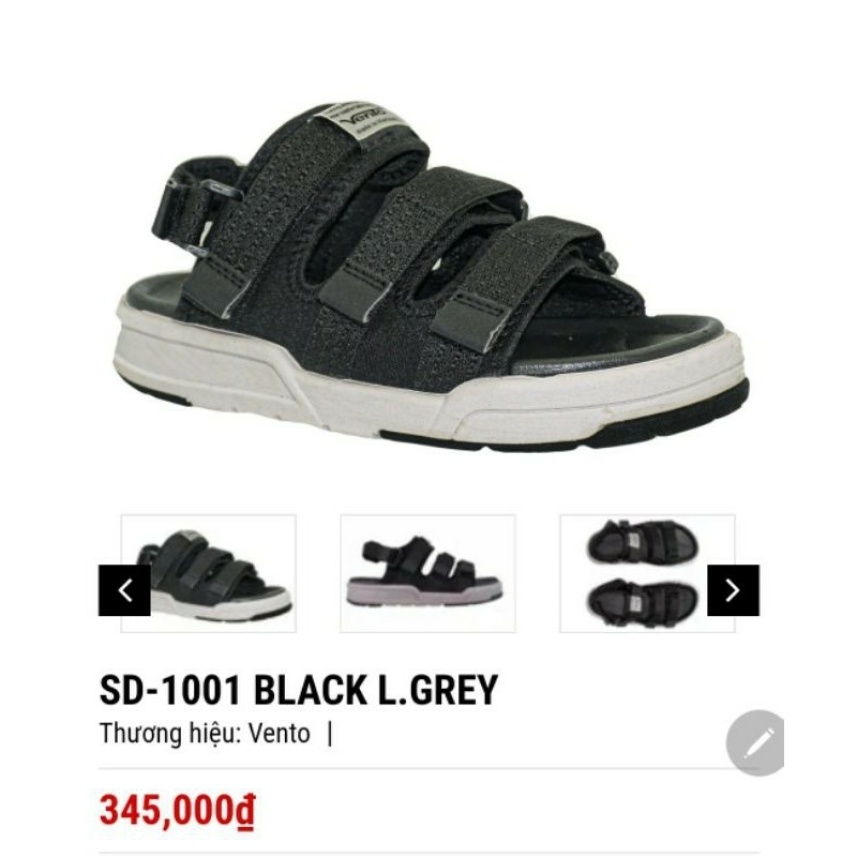 Sandal VENTO Nam nữ Cao cấp SD1001 Đen đế ghi giá rẻ