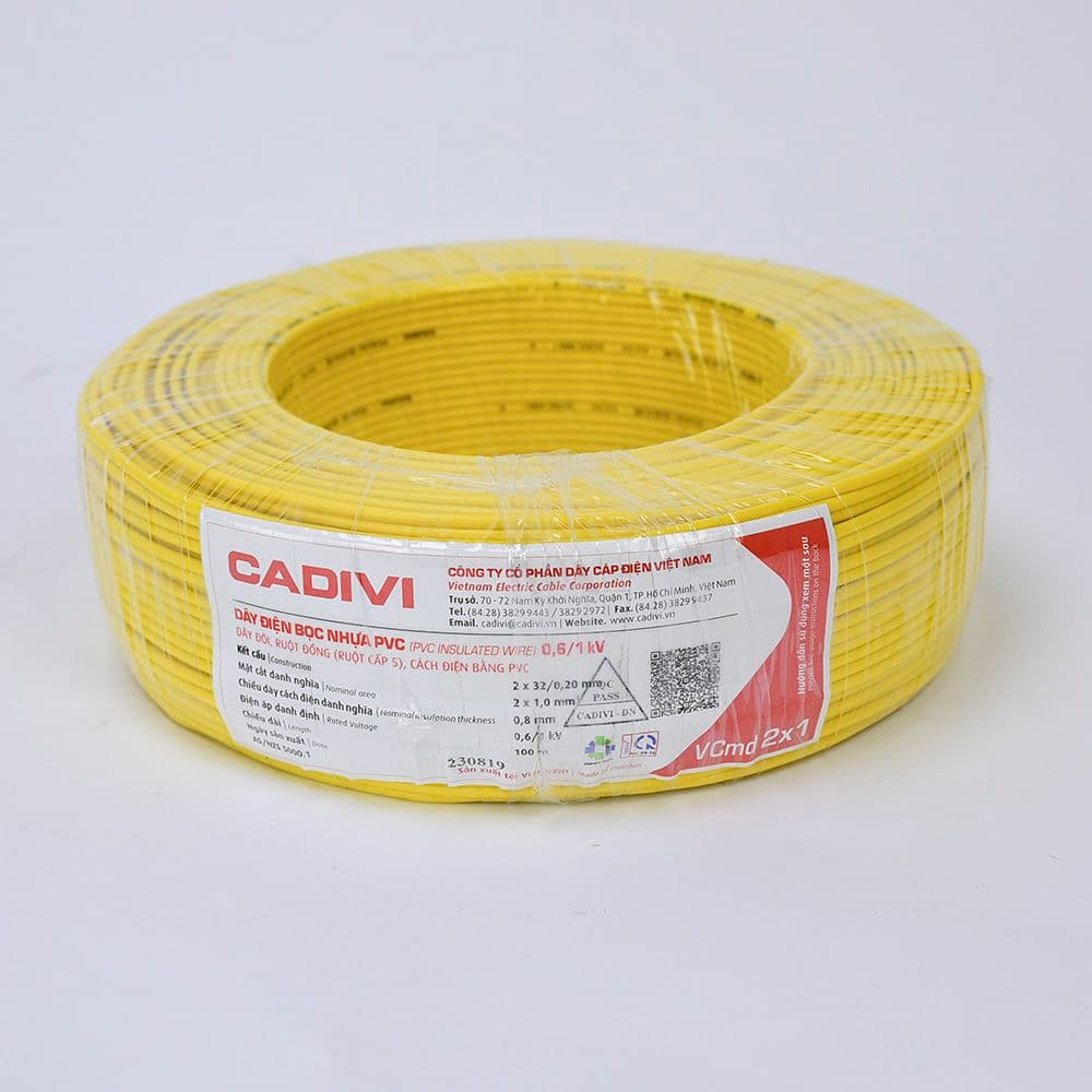 Dây Điện Đôi Mềm Cadivi Vcmd 2×0.75 (2×24/0.2) 0.6/1kV - CUỘN 100M