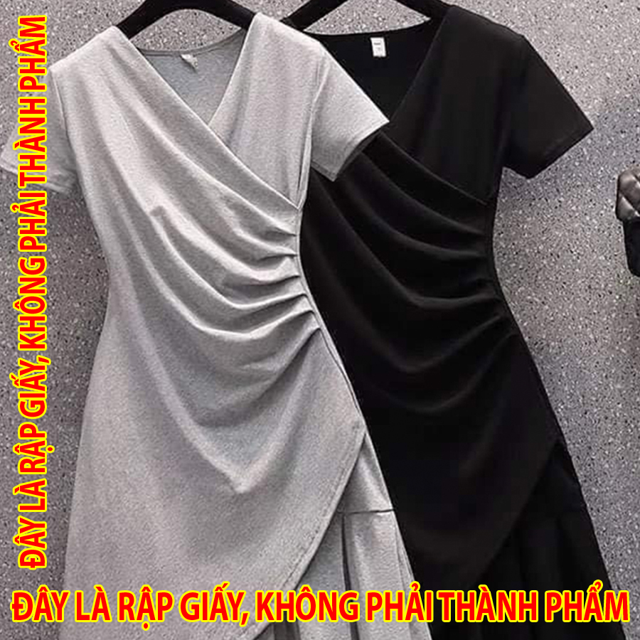 Rập giấy 30117 - đầm vạt chéo, xép ly lệch