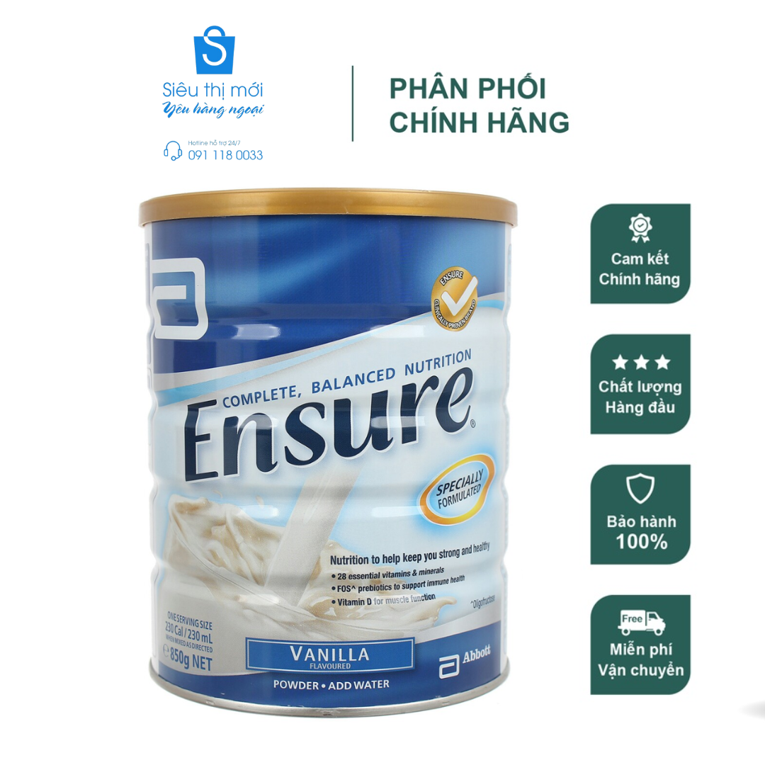 SỮA BỘT ENSURE ÚC HƯƠNG VANI 850g DATE 2024