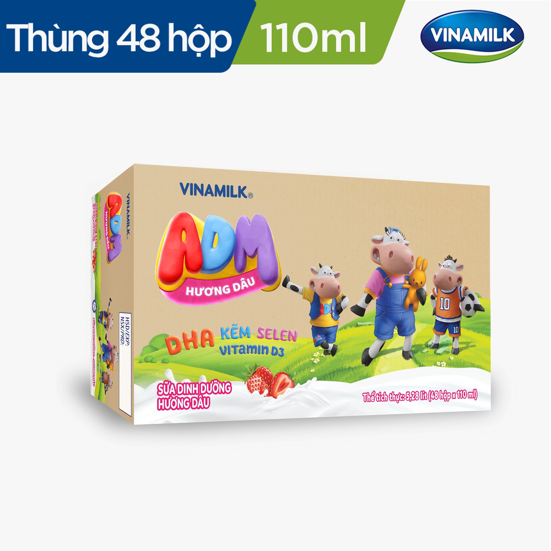 Sữa dinh dưỡng hương Dâu 110ml ( 1 thùng 48 hộp *110ml)