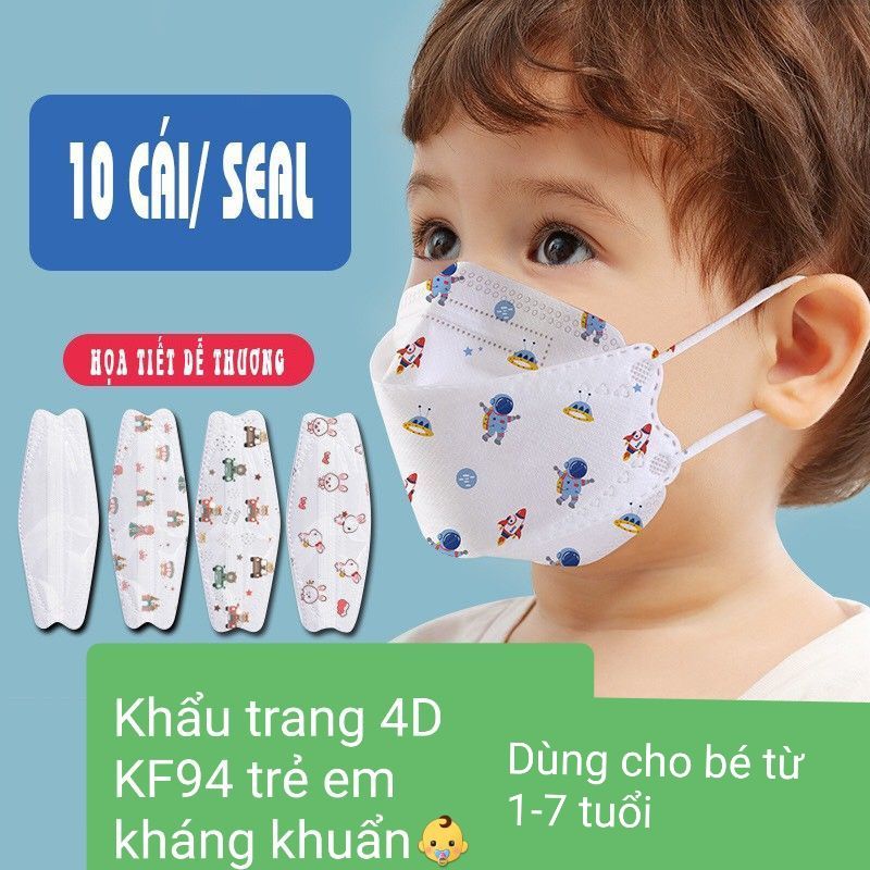 Túi 10 chiếc khẩu trang 4d mask kf94 trẻ em