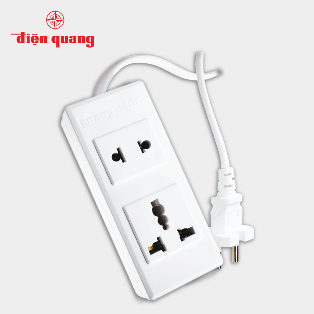 Ổ cắm Điện Quang ĐQ 001A-02 (2 lỗ dây 5 mét)