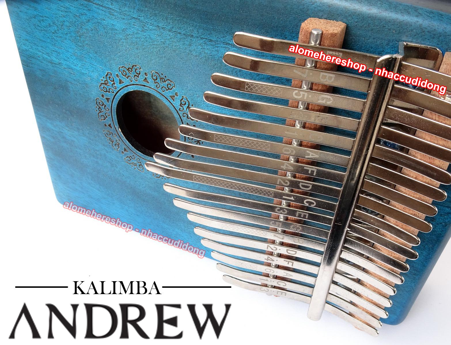 Đàn Kalimba Andrew 17 Phím Gỗ Sindora (Gụ - Xanh Dương)