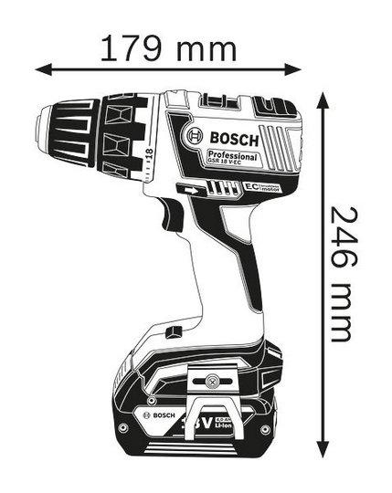 Máy khoan bắt vít dùng pin Bosch GSR 18 V-EC SET + Quà tặng áo mưa