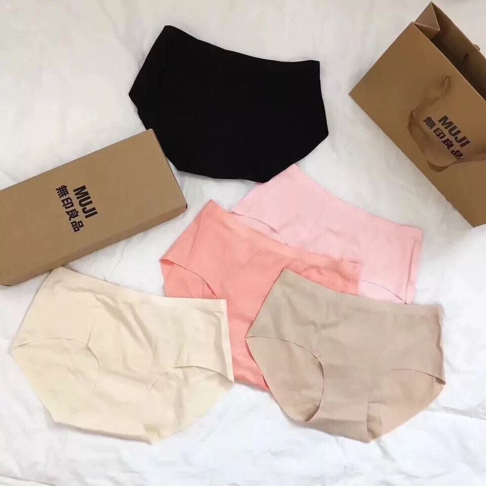Set 5 quần lót muji không viền siêu mềm mịn, mát lạnh, co giãn free size