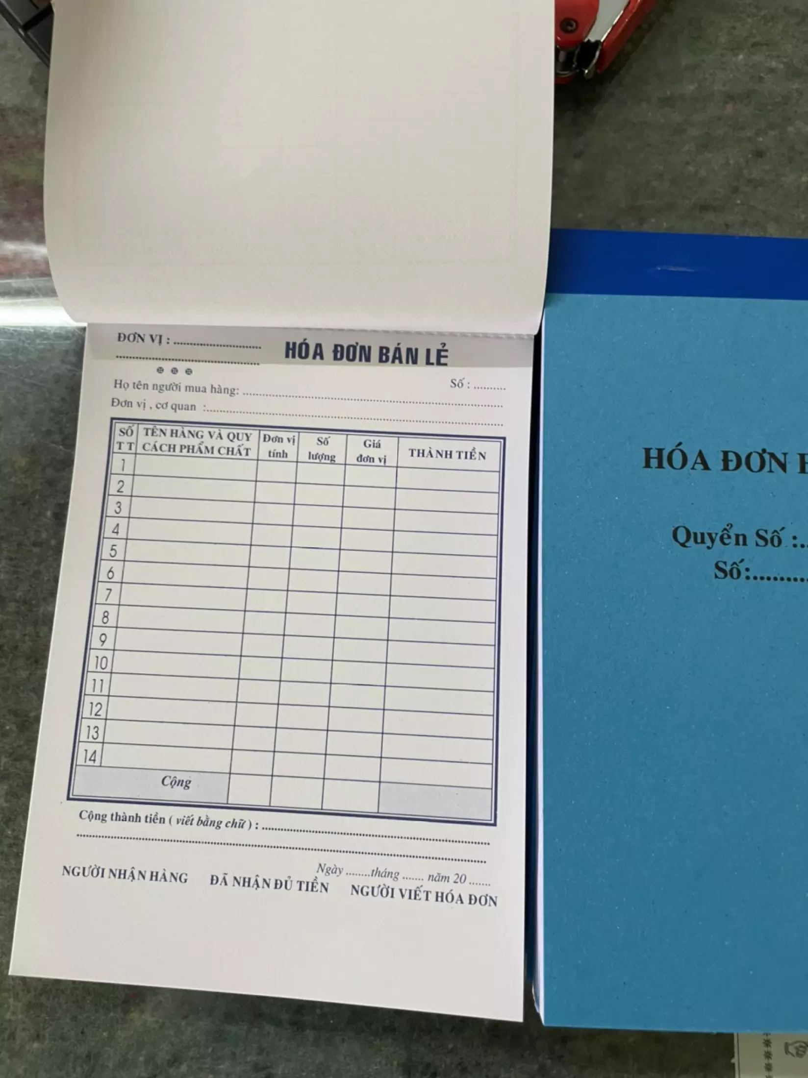[ Combo 10 cuốn ] Hóa đơn bán lẻ/ hóa đơn 1 liên