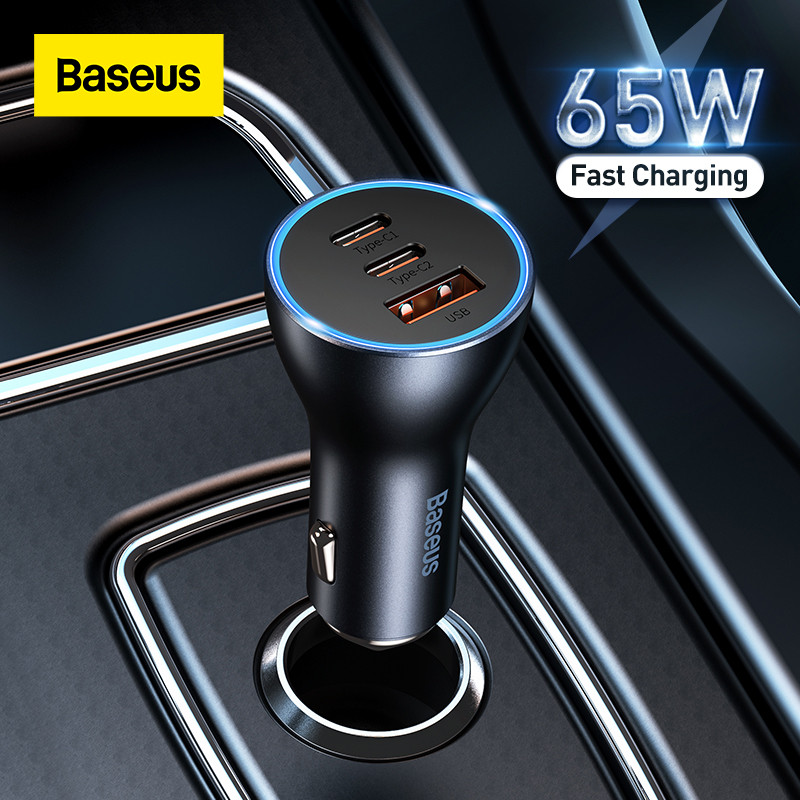 Baseus 65W USB Car Charger Type C Quick Charge QC 4.0 PD 3.0 Fast Car