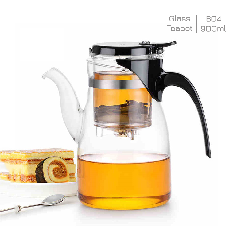 Borosilicate Glass Teapot with infuser have the valve for control tea A12 - 600ml Samadoyo - Heat Resistant Glass Teapot