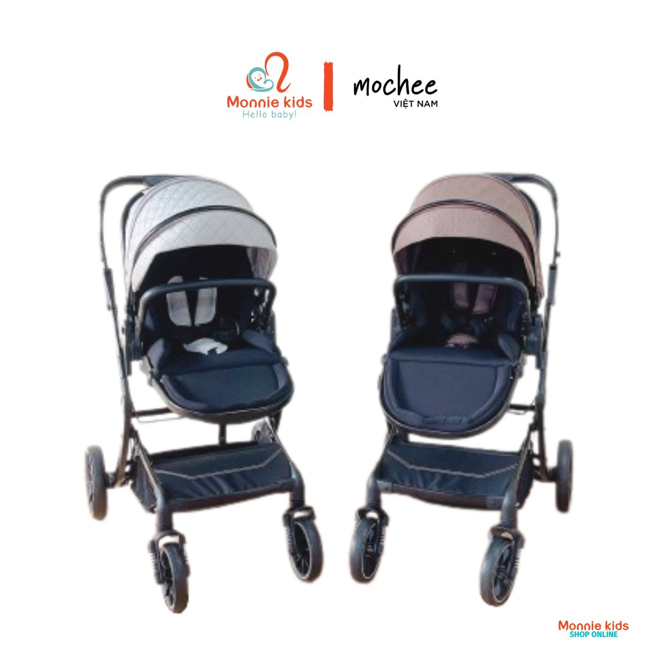 Xe đẩy Mochee cho bé MC047, xe đẩy trẻ em gấp gọn an toàn tiện lợi - Monnie Kids