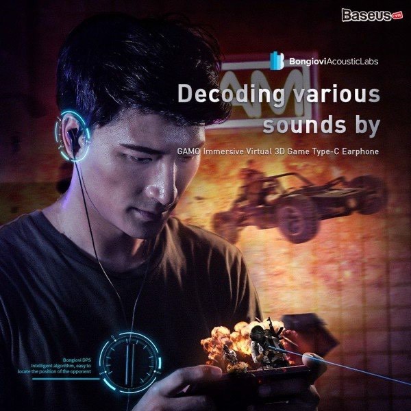 Tai nghe Type-C cao cấp dành cho Game thủ Baseus C18 GAMO Immersive Virtual 3D (Type-C, Dual Dynamic Driver, Game Mode)