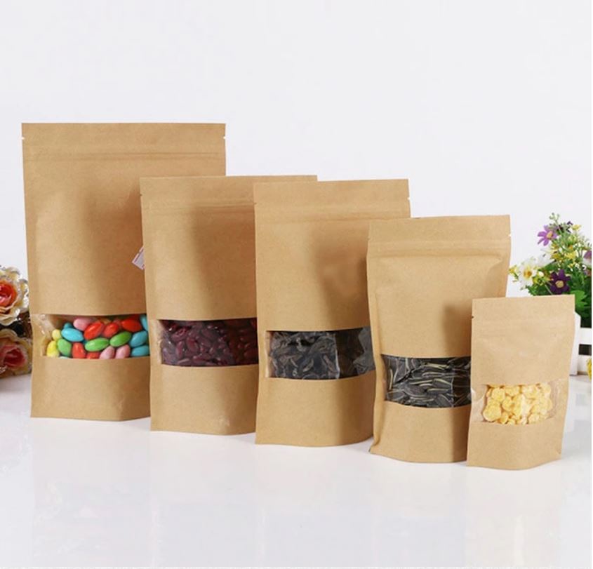 Túi ZIPPER giấy KRAFT đáy đứng có cửa sổ