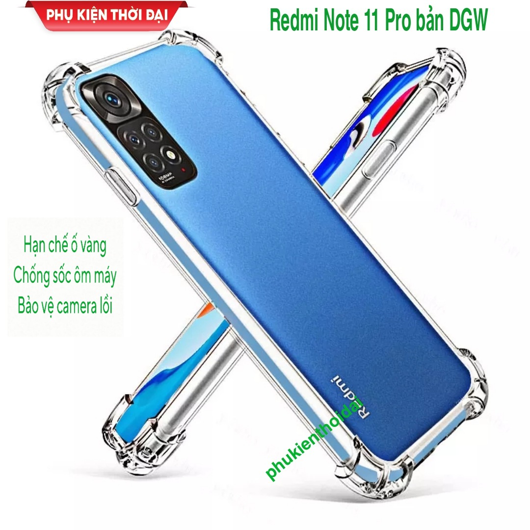 Ốp lưng Redmi Note 7 / Note 7 Pro / Note 8 Pro / Note 9s / Note 10 Pro / Note 11 Pro / Note 12 Pro 4G dẻo trong chống sốc lồi 4 góc siêu chống sốc