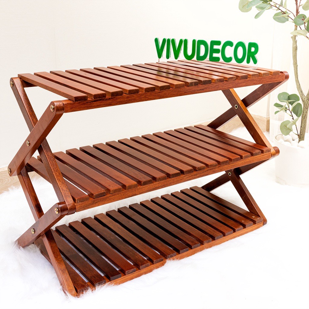 Kệ giày VIVUDECOR KG03 gỗ tự nhiên