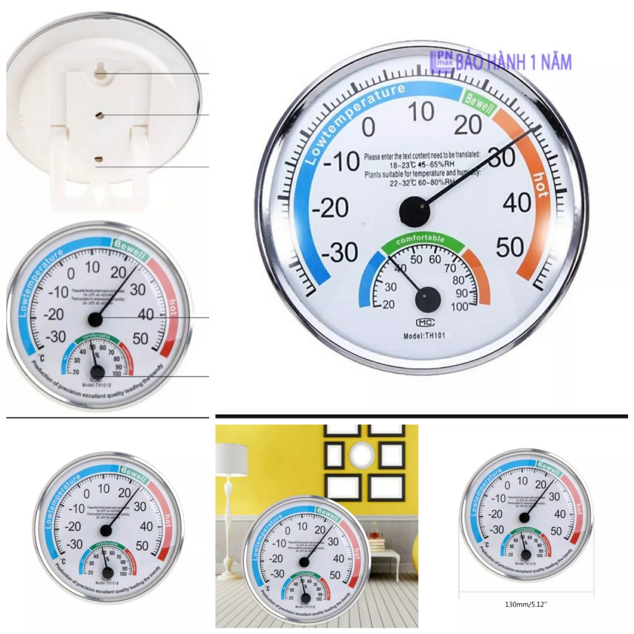 Đồng hồ đo nhiệt độ và độ ẩm trong nhà ngoài trời loại tốt mẫu mới siêu bền độ chính xác cao , Nhiệt kế đo nhiệt độ và độ ẩm 2in1 trong nhà ngoài trời cho bé