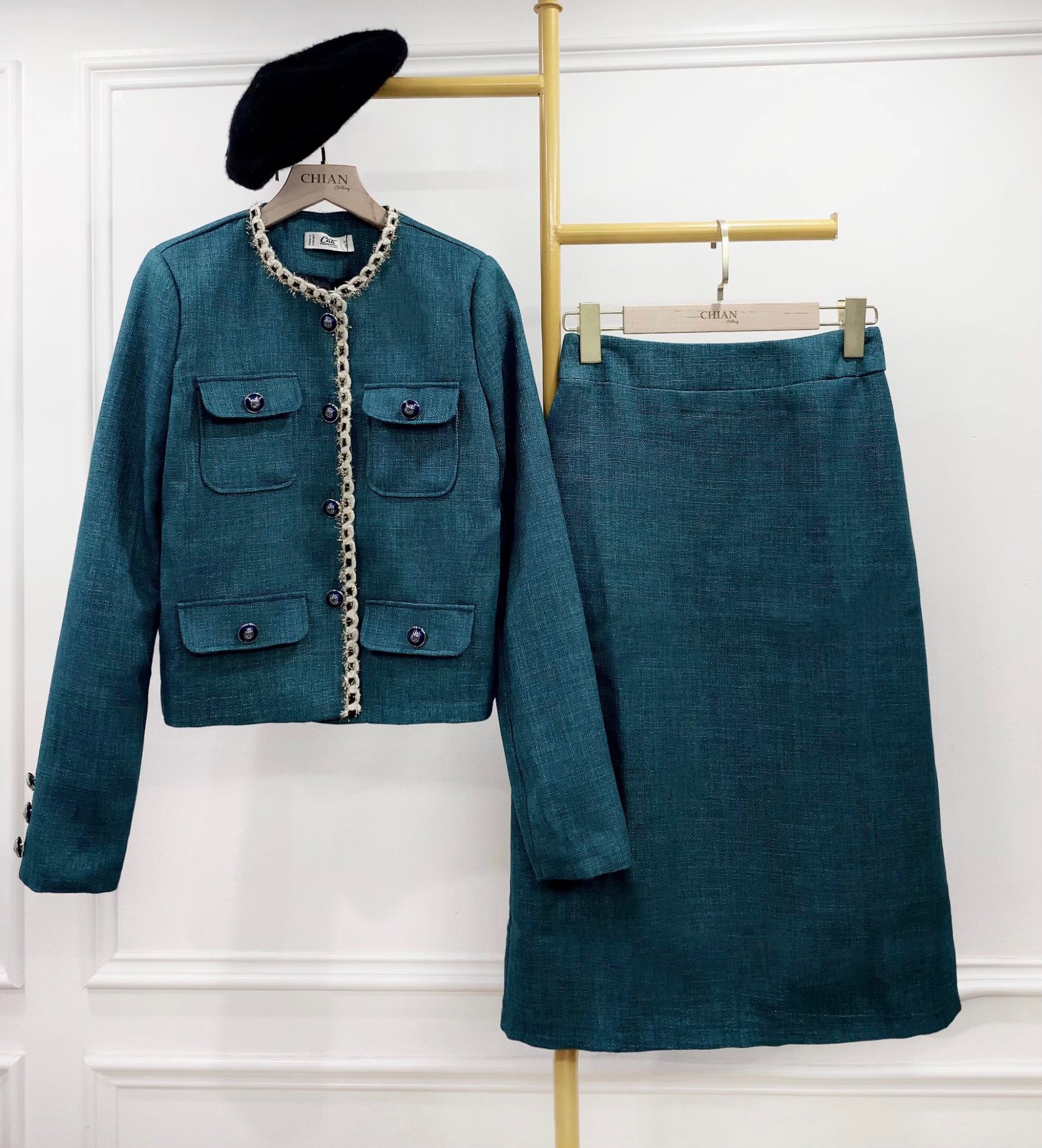 Set dạ CATI  trắng xinh lung linh (2214)