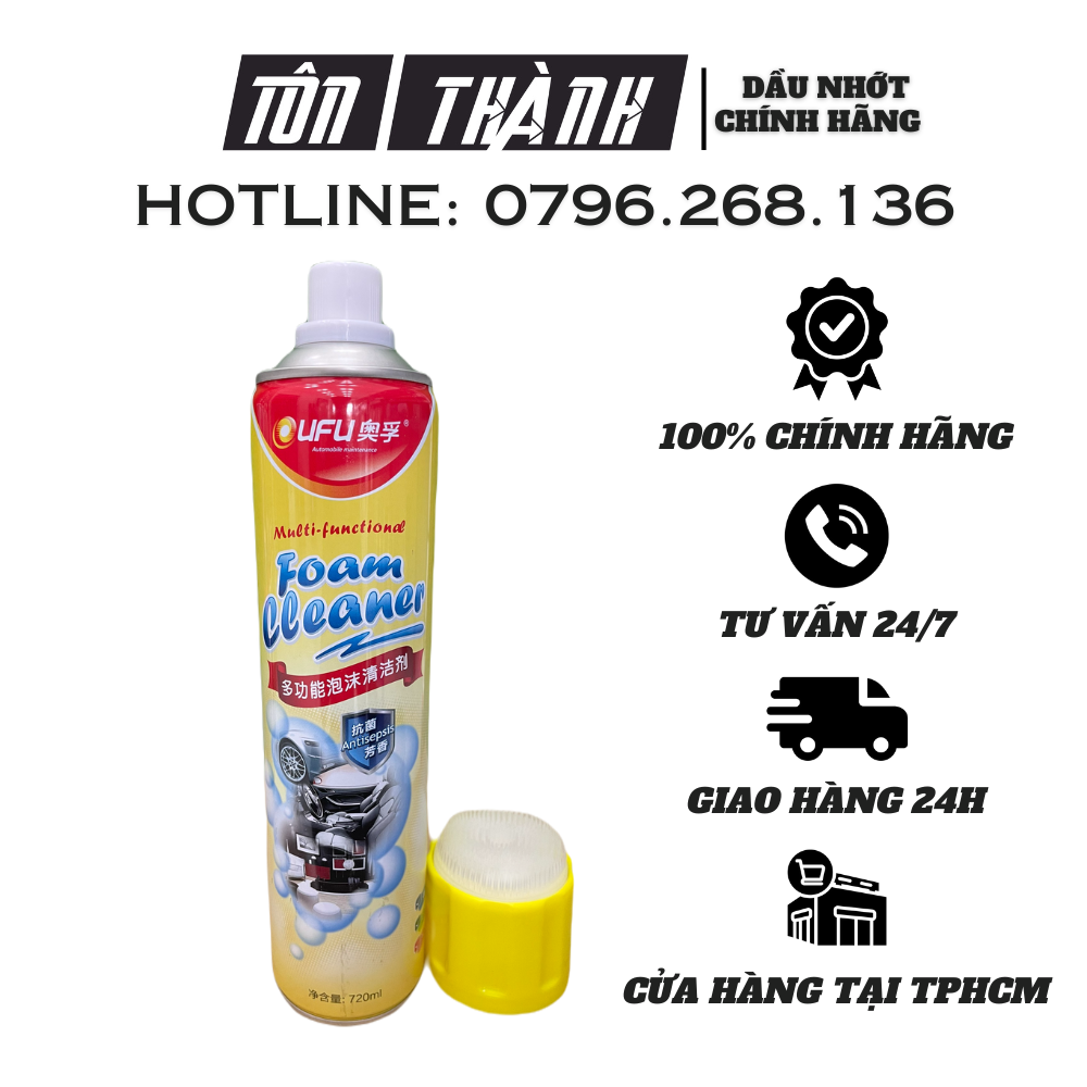 Chai xịt vệ sinh ghế da nội thất ô tô, chai xịt bọt vệ sinh ghế da,trần,tapto, cánh cửa xe ô tô ufu foam cleaner