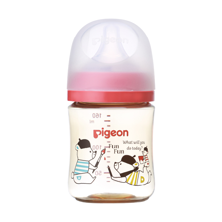 [TẶNG CÂY SÚC RỬA BÌNH SỮA] Bình sữa Pigeon PPSU Plus thế hệ III phiên bản Nhật Hình Gấu 160ml/240ml