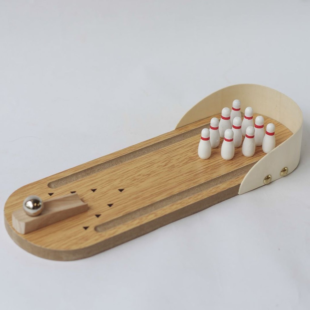 Bộ đồ chơi bo ing kệ bowling gỗ mini cho bé SJV