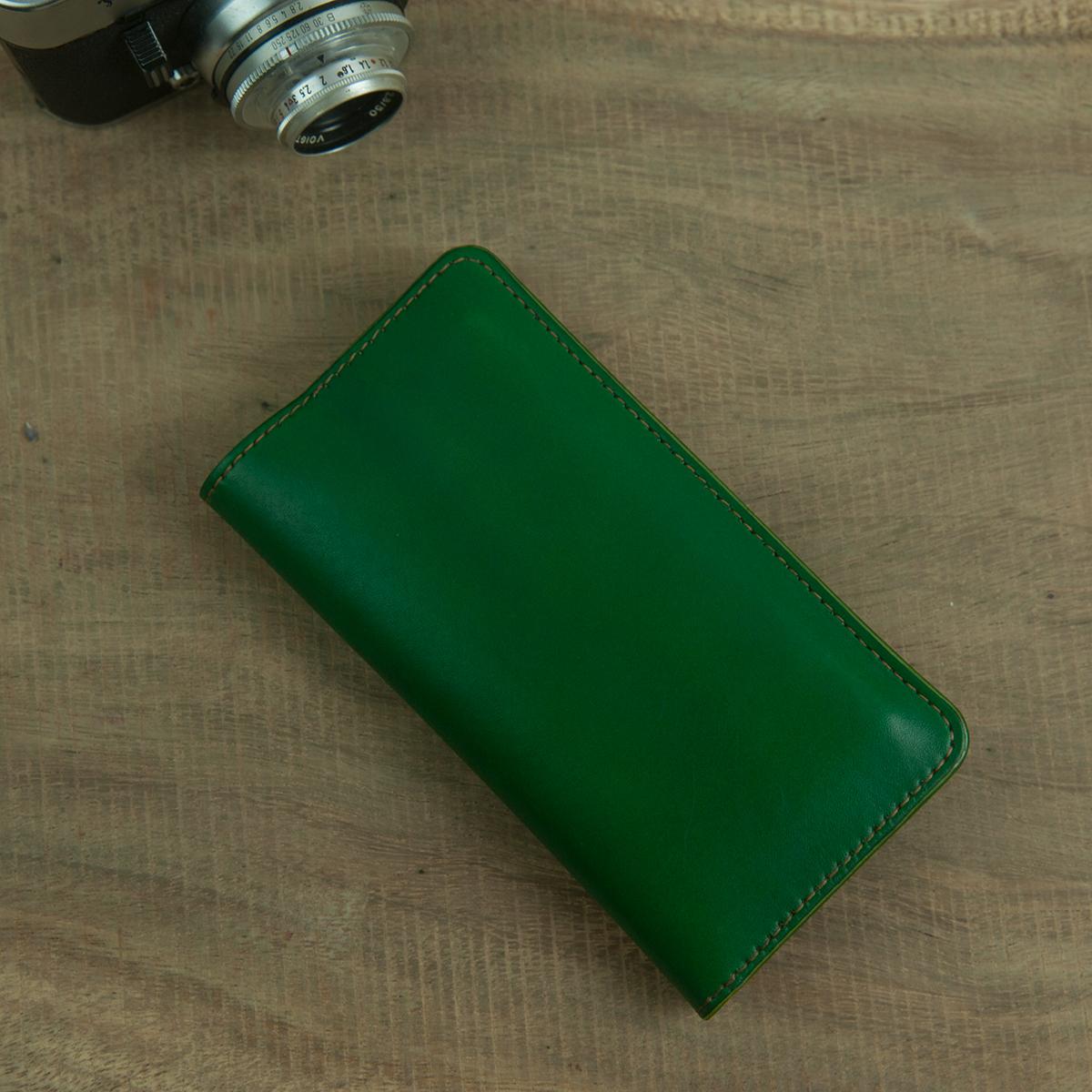 Bóp nữ cầm tay - màu xanh lá đậm - da bò xịn - handmade MC184