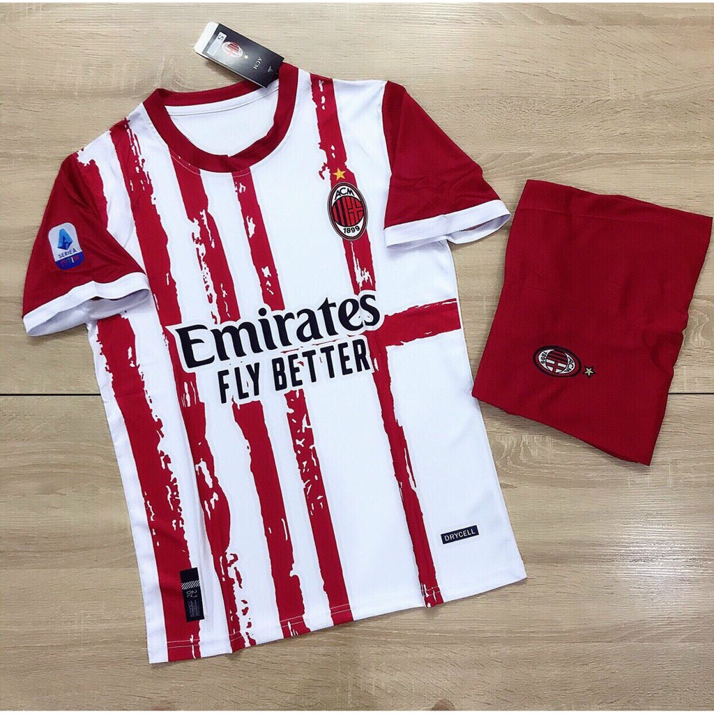 Bộ quần áo đá bóng đội AC Milan vải thun Thái