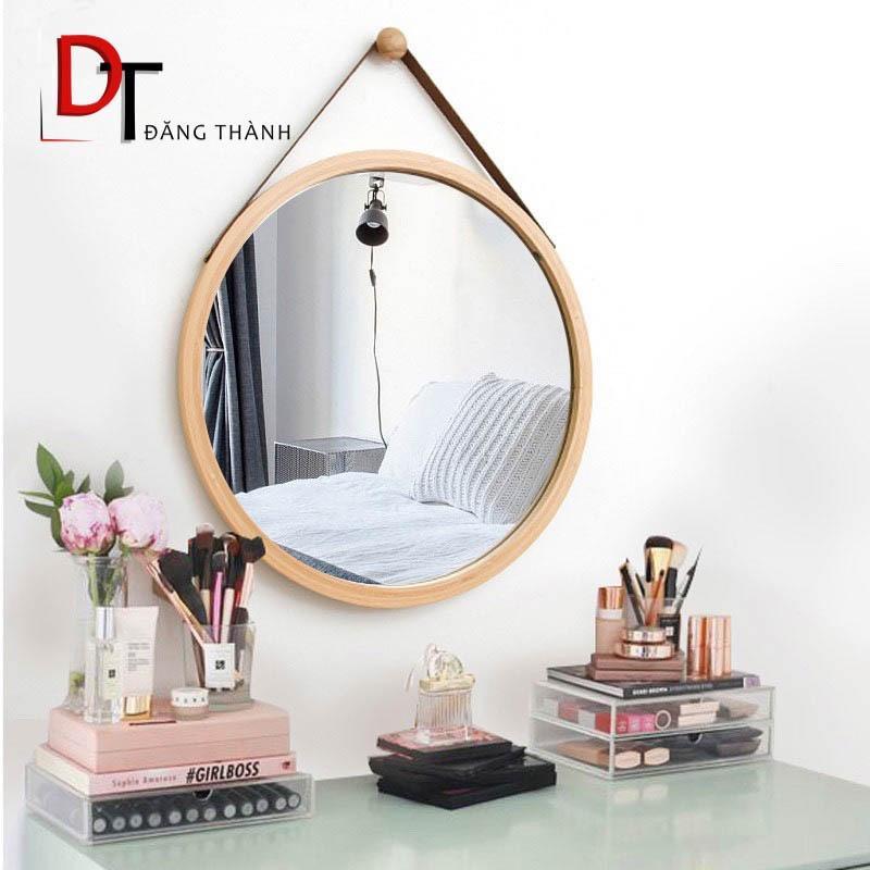 GƯƠNG TRÒN VIỀN GỖ HÀN QUỐC MÀU TỰ NHIÊN - 50x50cm