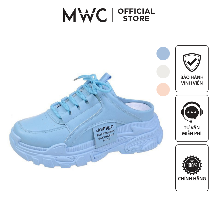 Giày MWC 0692 - Giày Sục Thể Thao Nữ, Sneaker Da Trơn Đế Cao Trẻ Trung Năng Động
