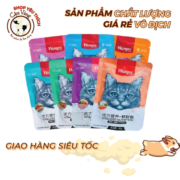 Pate Wanpy Thơm Ngon Bổ Dưỡng Cho Mèo Kén ăn 80g - Đủ vị