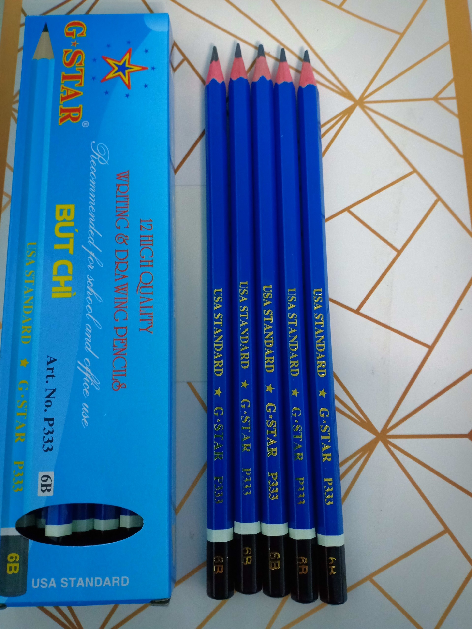 [HCM]1 hộp 12 cây bút chì gỗ thân xanh GSTAR ngòi chì 2B3B4B5B và 6Bcực rẻbền đẹp