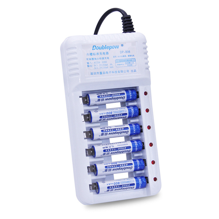 Bộ Sạc pin AA, AAA (pin tiểu) 6 cổng Doublepow chất lượng - DP-B06