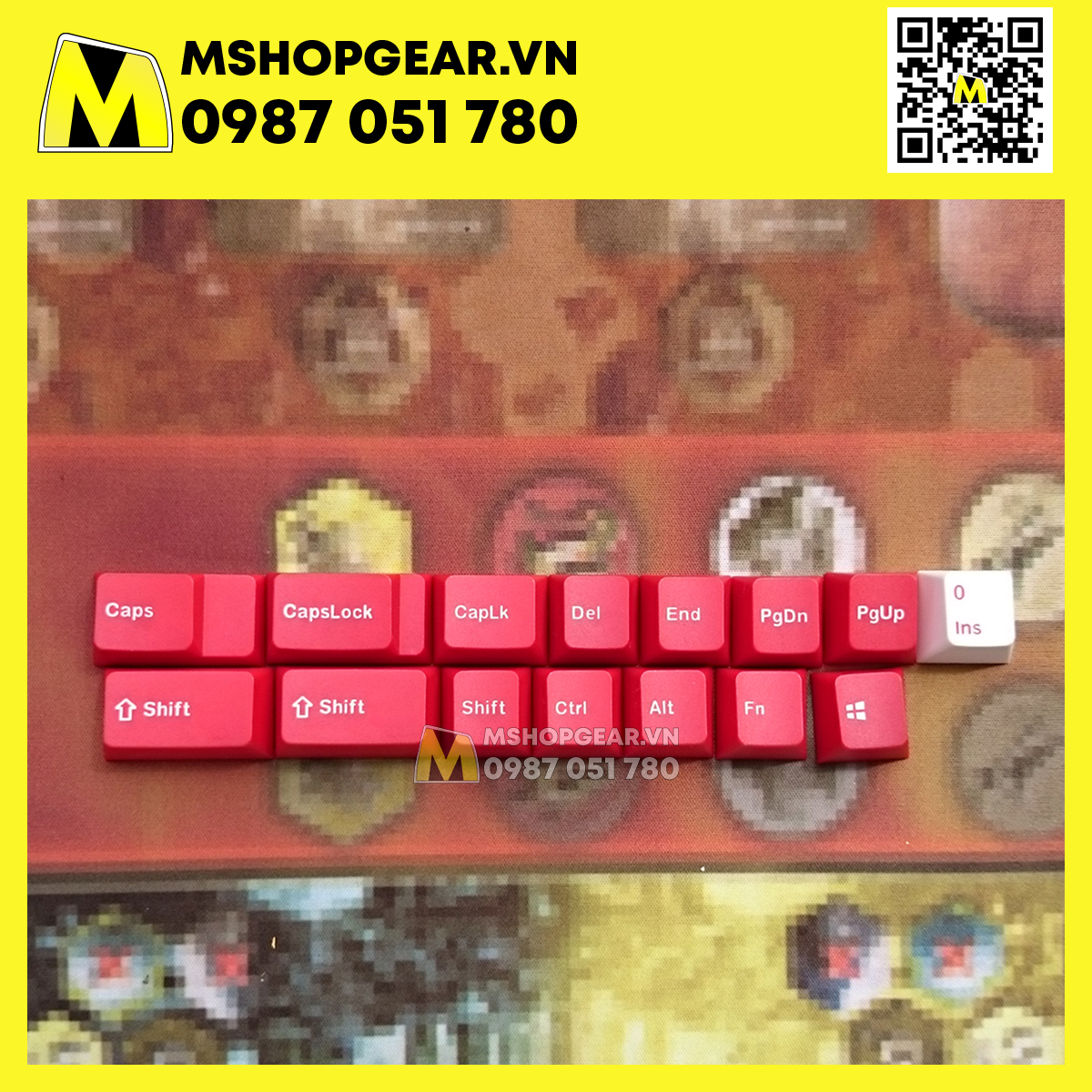 Keycap Red white  thick pbt Oem profile Doubleshot 123 keys