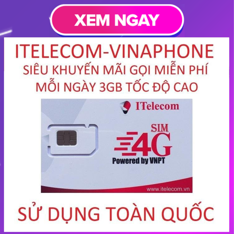 Sim 4G Vina itel gói V77 4GB/ngày (120GB/tháng) dùng chung mạng 4G Vina + Miễn phí gọi nội mạng Vinaphone , Itel - Giá Cực rẻ - Phí chỉ 77k/tháng . FREESHIP - CHƯA KÍCH HOẠT.