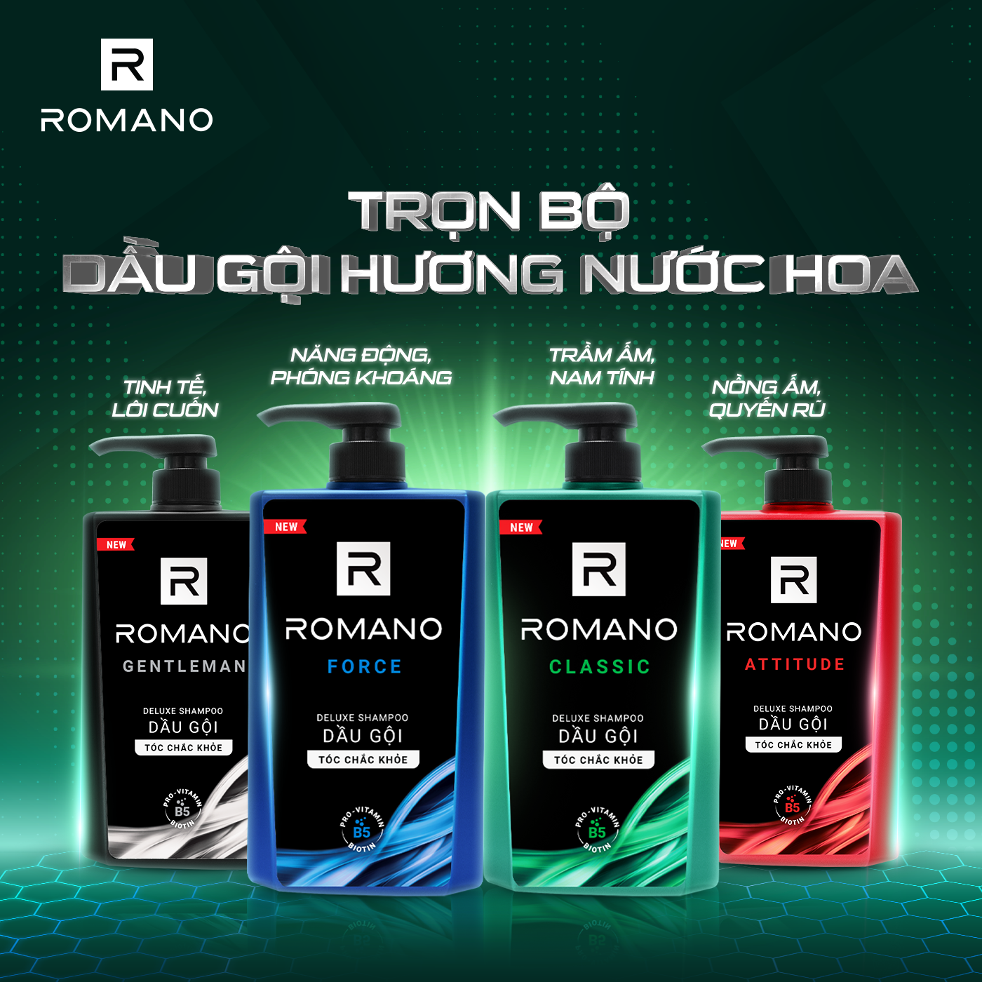 Combo 3 Dầu gội Romano 650g/chai