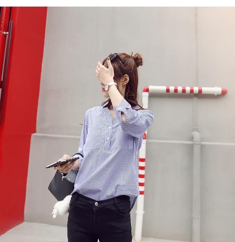 [HCM]Áo sơ mi nữ kẻ sọc cổ trụ cao cấp