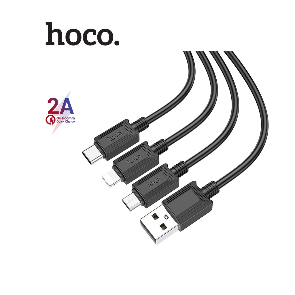 Cáp sạc hoco x74 3in1 micro+type-c+lightning hổ trợ sạc 2.0a dài 1m