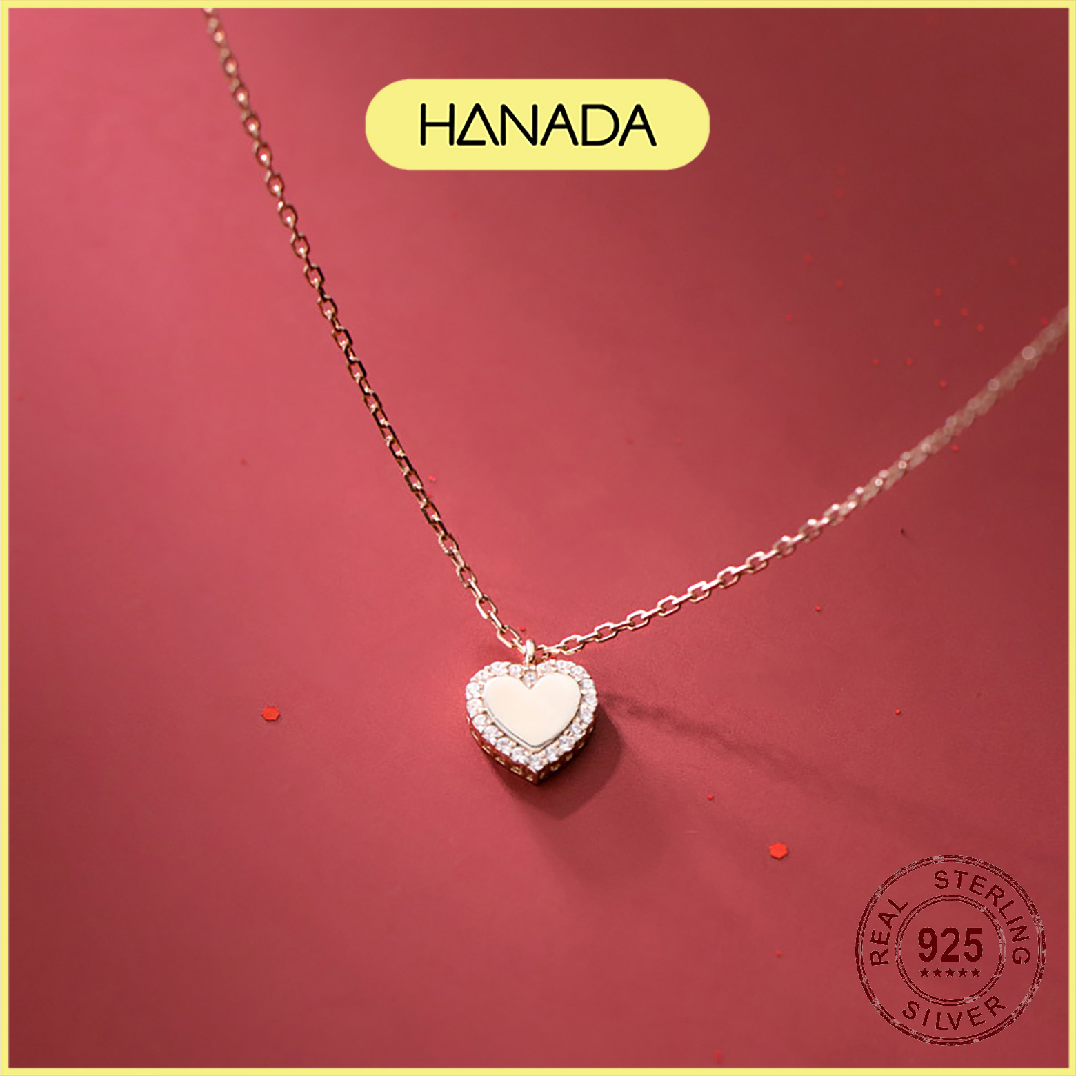 Dây chuyền Hanada Trái tim viền đá 0179