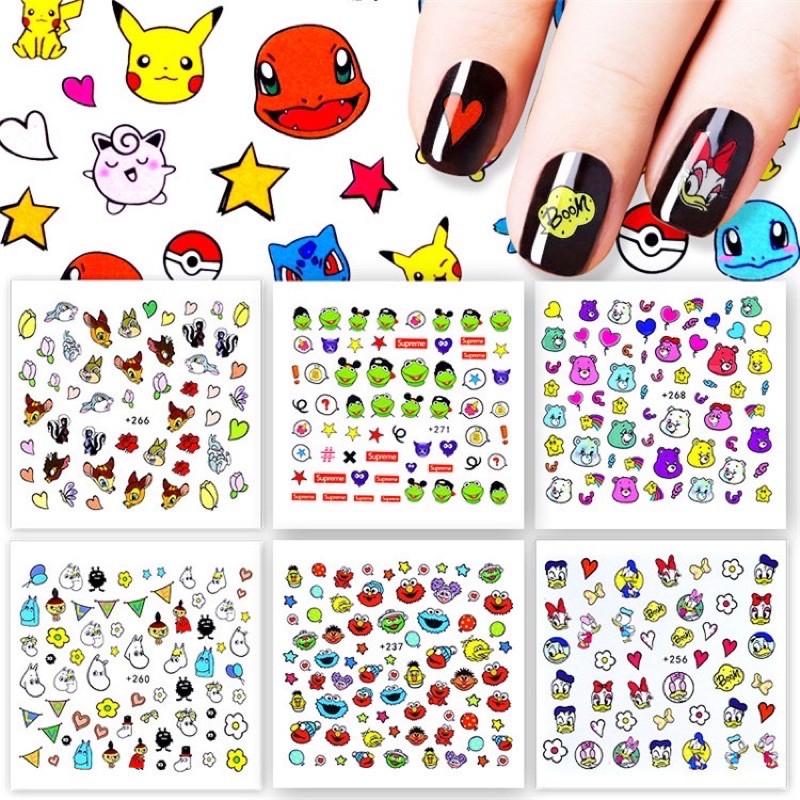 STICKER DÁN MÓNG HOẠT HÌNH DỄ THƯƠNG, KHÔNG ĐỘC HẠI
