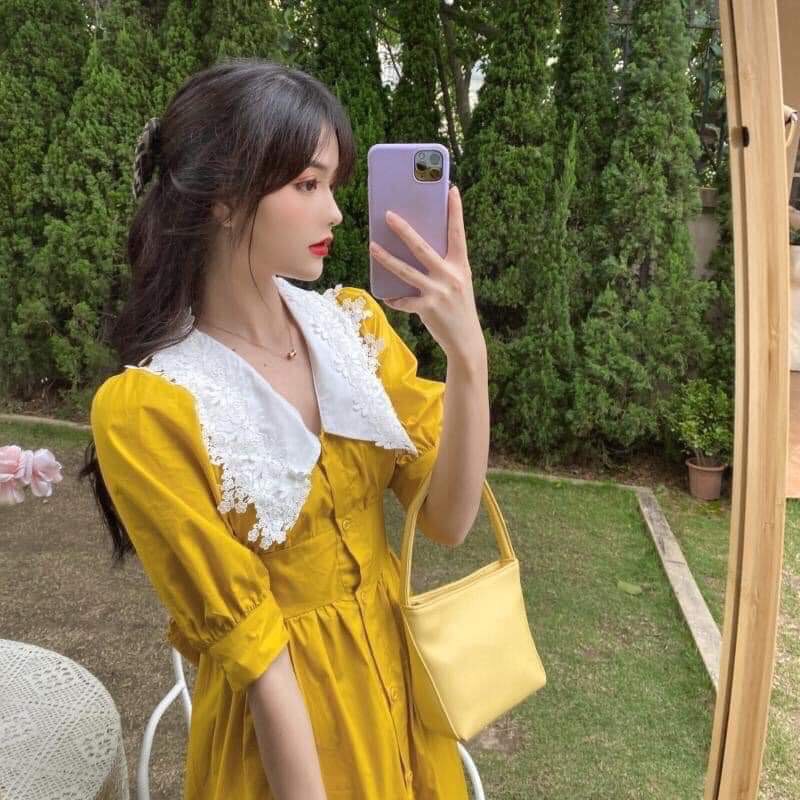 Đầm xòe cổ sen tay ngắn-MTB