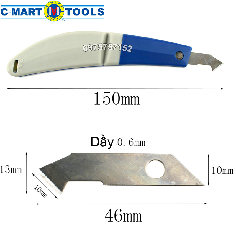Dao cắt Mica, phíp đồng, rọc nhựa C-Mart (Kèm 2 lưỡi dao)