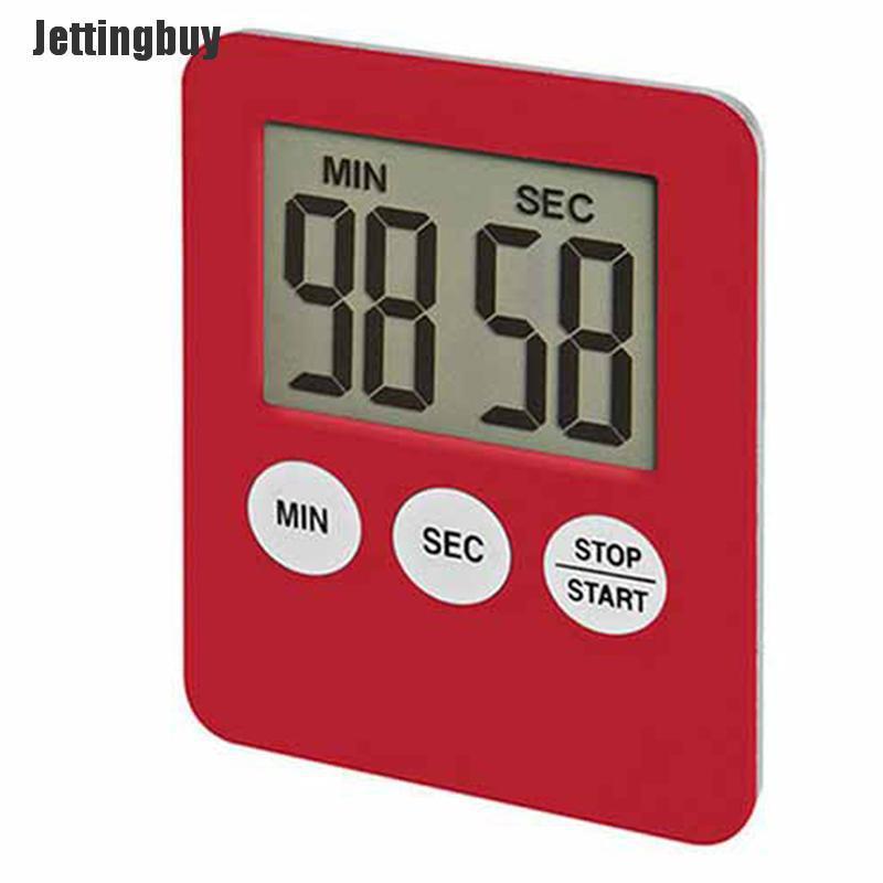 Jettingbuy 1 Chiếc Đồng Hồ Bấm Giờ Nhà Bếp Màn Hình Kỹ Thuật Số LCD Đồng Hồ Báo Thức Đếm Ngược Nấu Ăn Đếm Ngược