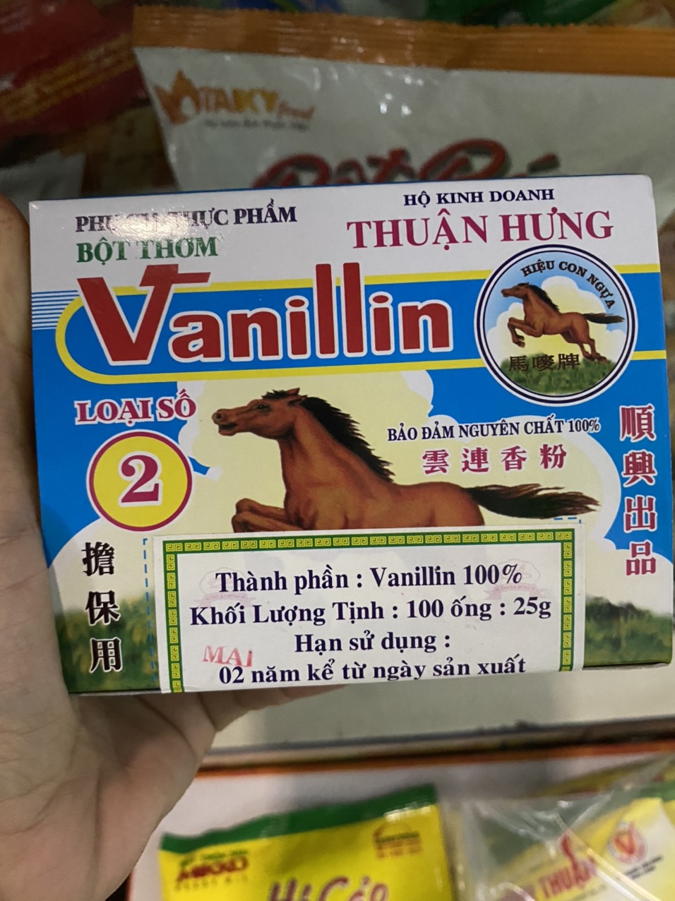 VỈ 10 ỐNG BỘT THƠM VANI VANILLIN THUẬN HƯNG