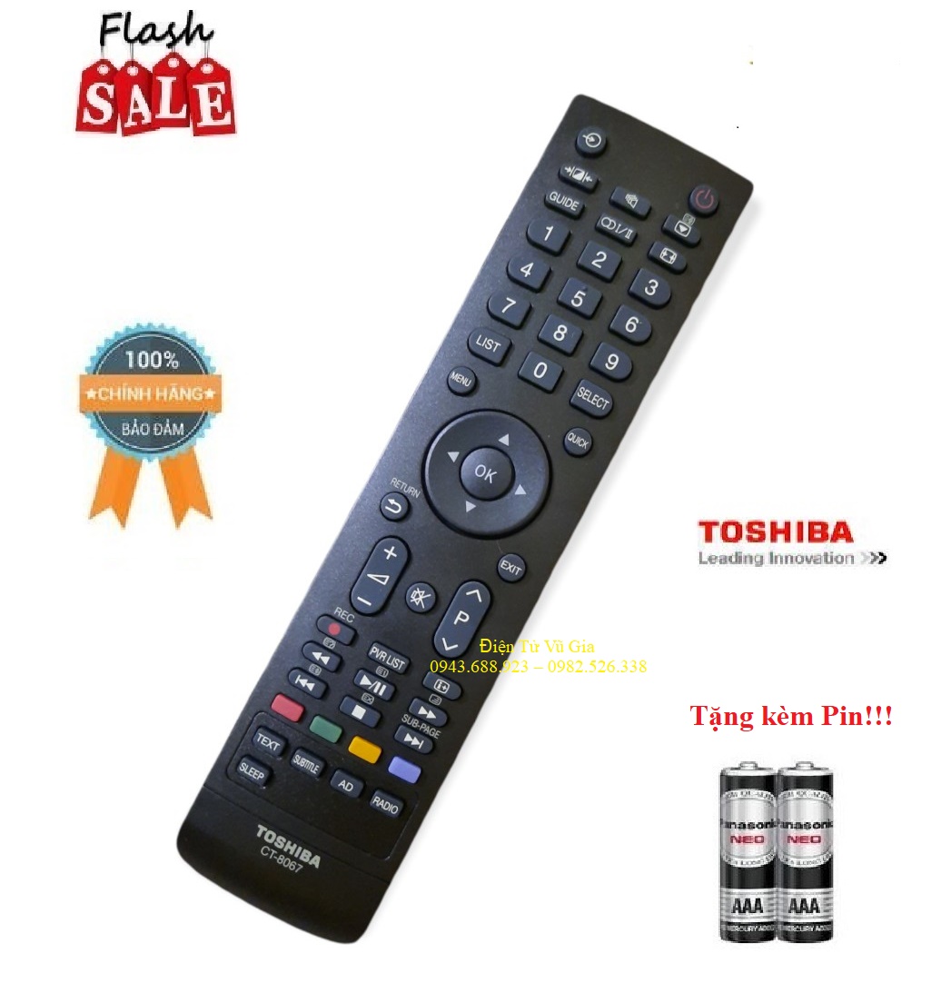 Remote Điều khiển tivi Toshiba CT 8067- Hàng chính hãng 100% Tặng kèm Pin!!!