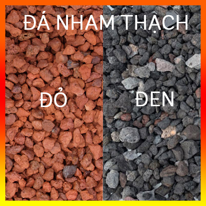 Đá Nham Thạch/ Đá Lava Đỏ - Đen (1000gr) Size 3-6mm - Cao cấp - Sạch bụi
