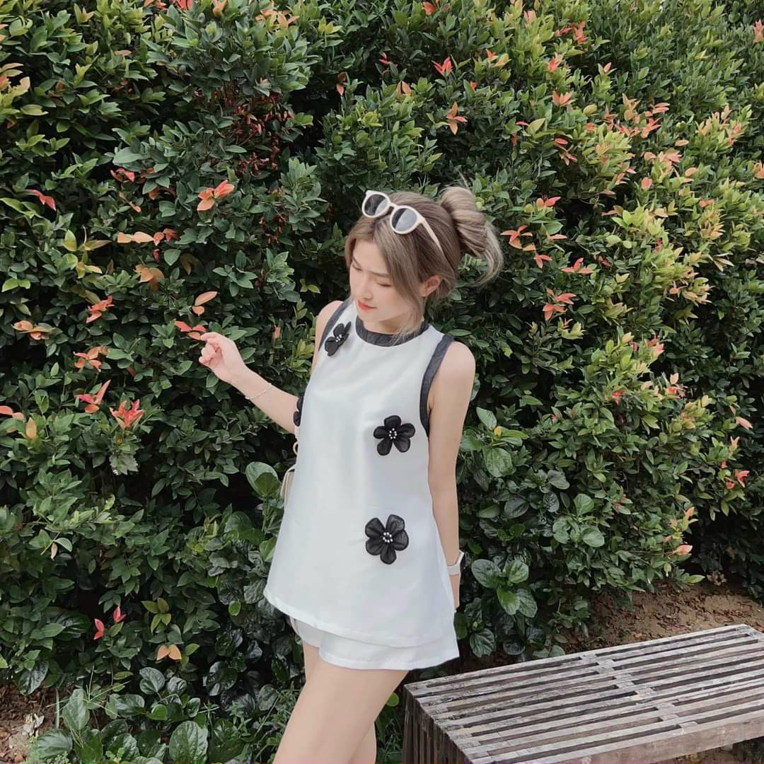 Sết Bộ Đùi + Áo 3 Lổ Đính Hoa