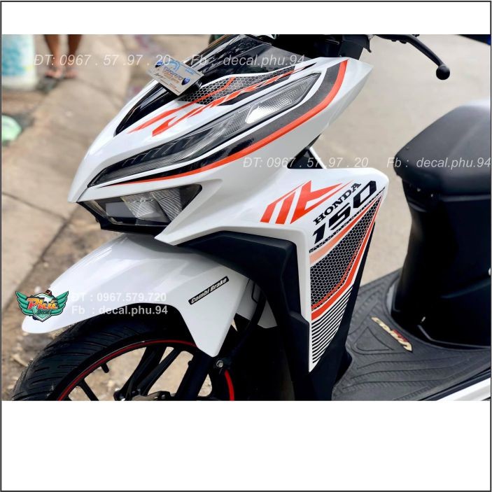 Tem rời Vario Cam đen dán xe trắng (B)