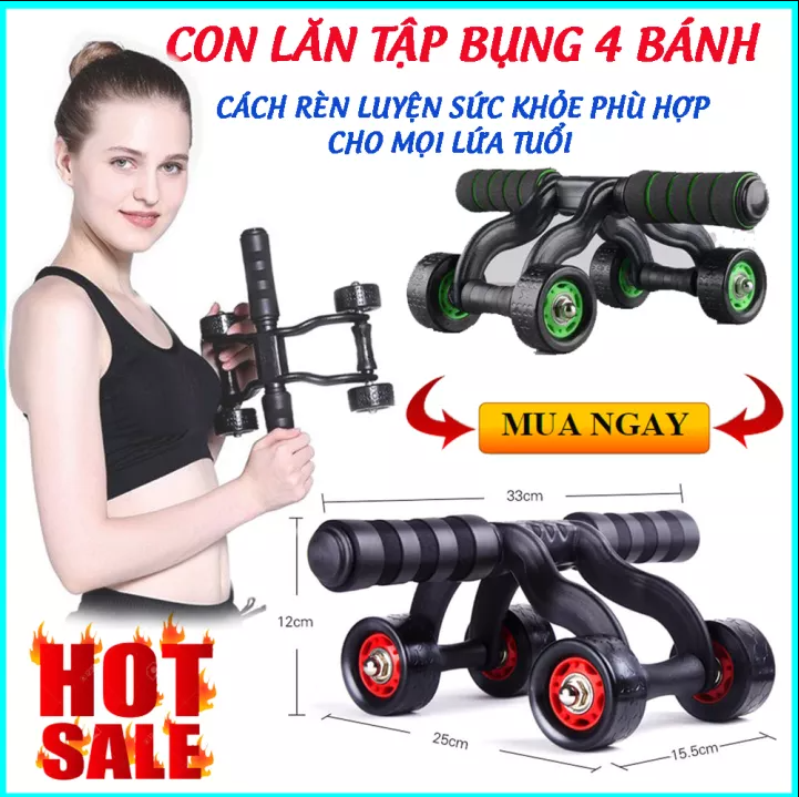 [HCM]CON LĂN 4 BÁNH TẬP CƠ BỤNG TẠI NHÀ - MÁY TẬP THỂ DỤC TẠO CƠ BỤNG 6 MÚI CƠ TAY GIẢM BÉO TOÀN THÂN HIỆU QUẢ NHANH PHÙ HỢP VỚI MỌI LỨA TUỐI - CON LĂN TẬP GYM CAO CẤP