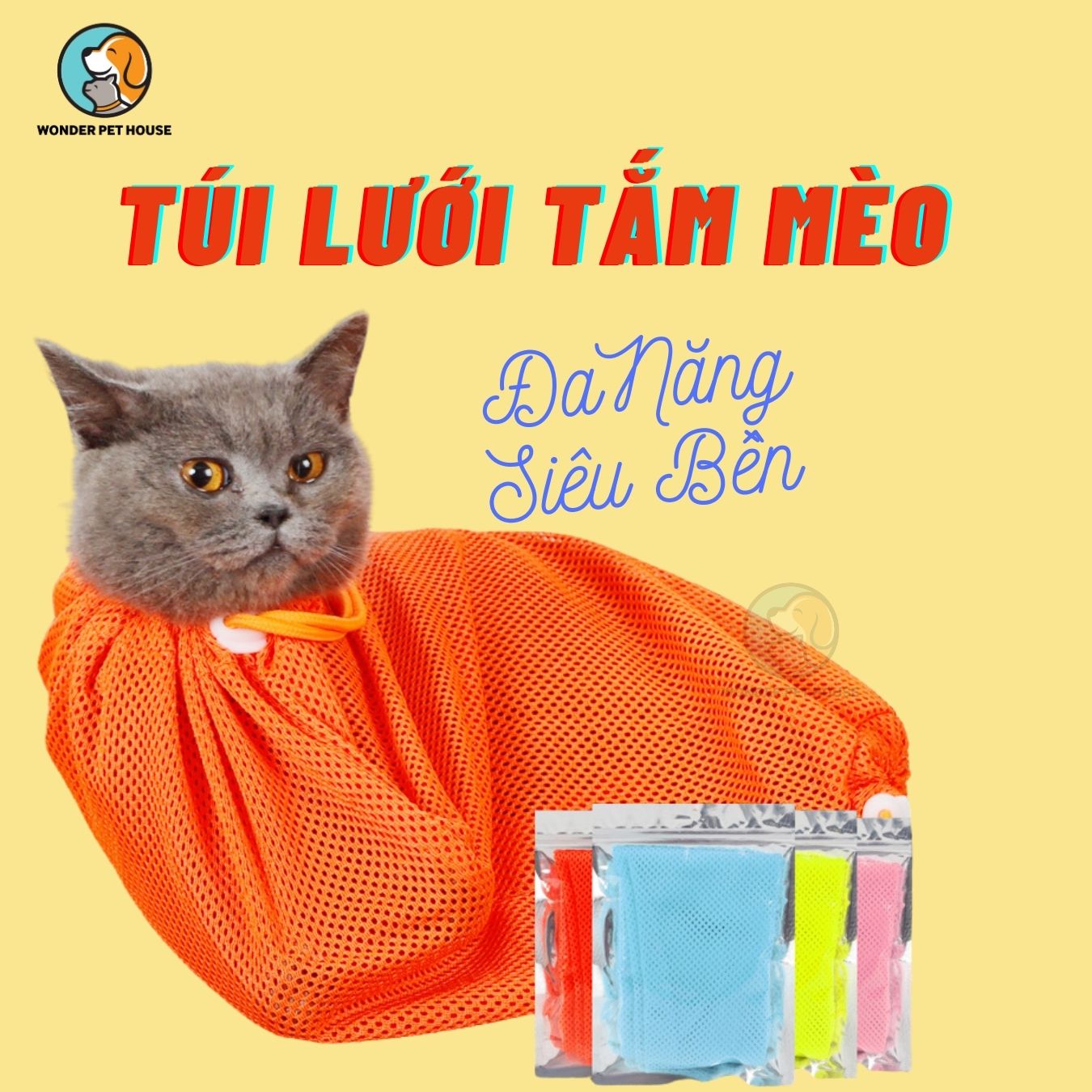 Túi Lưới Tắm - Cắt Móng Cho Mèo Đa Năng