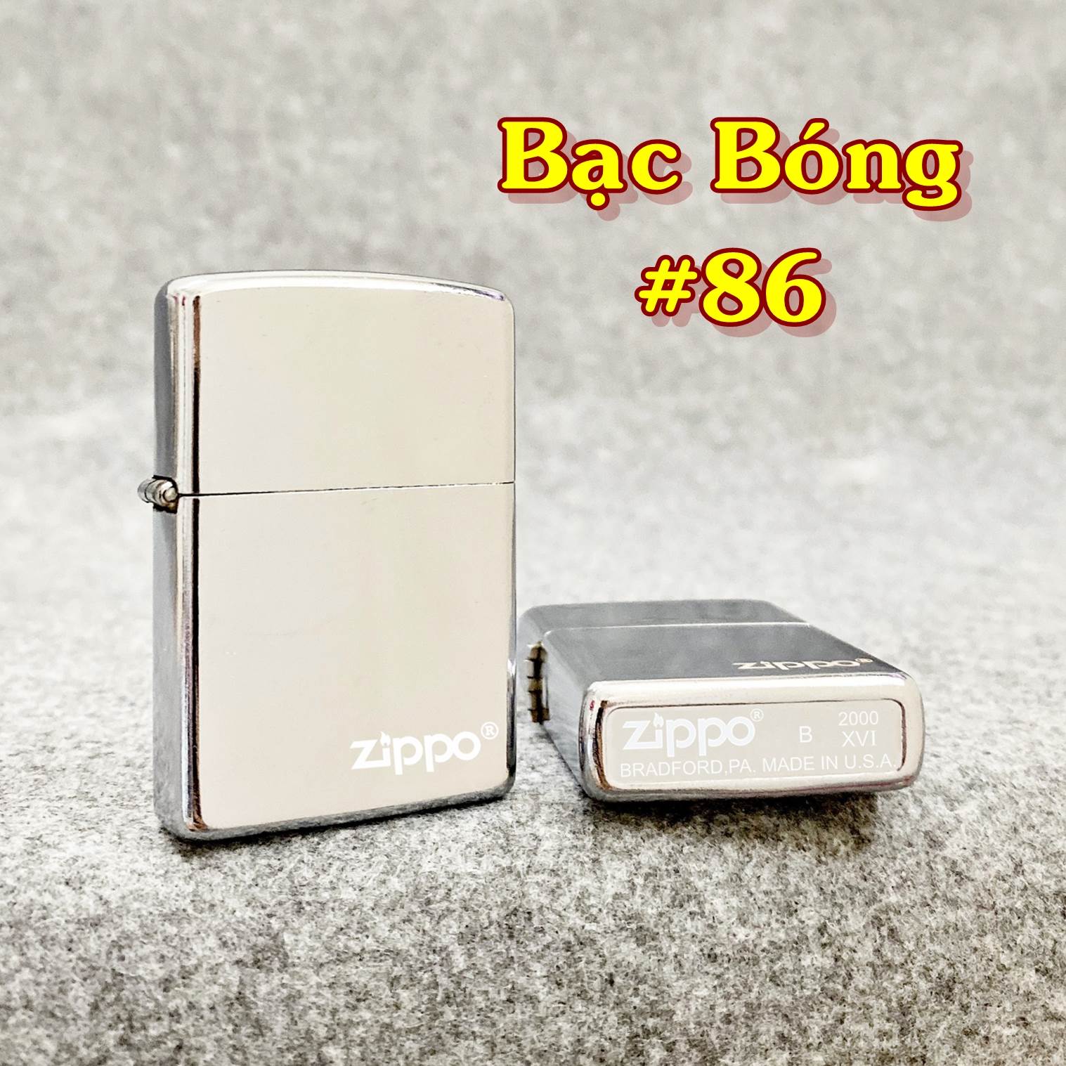 BẬT LỬA ZIPPO TRƠN BÓNG (CÓ MỘC ĐÁY) - (XÀI XĂNG) #BẠC BÓNG H- 86 fullbox