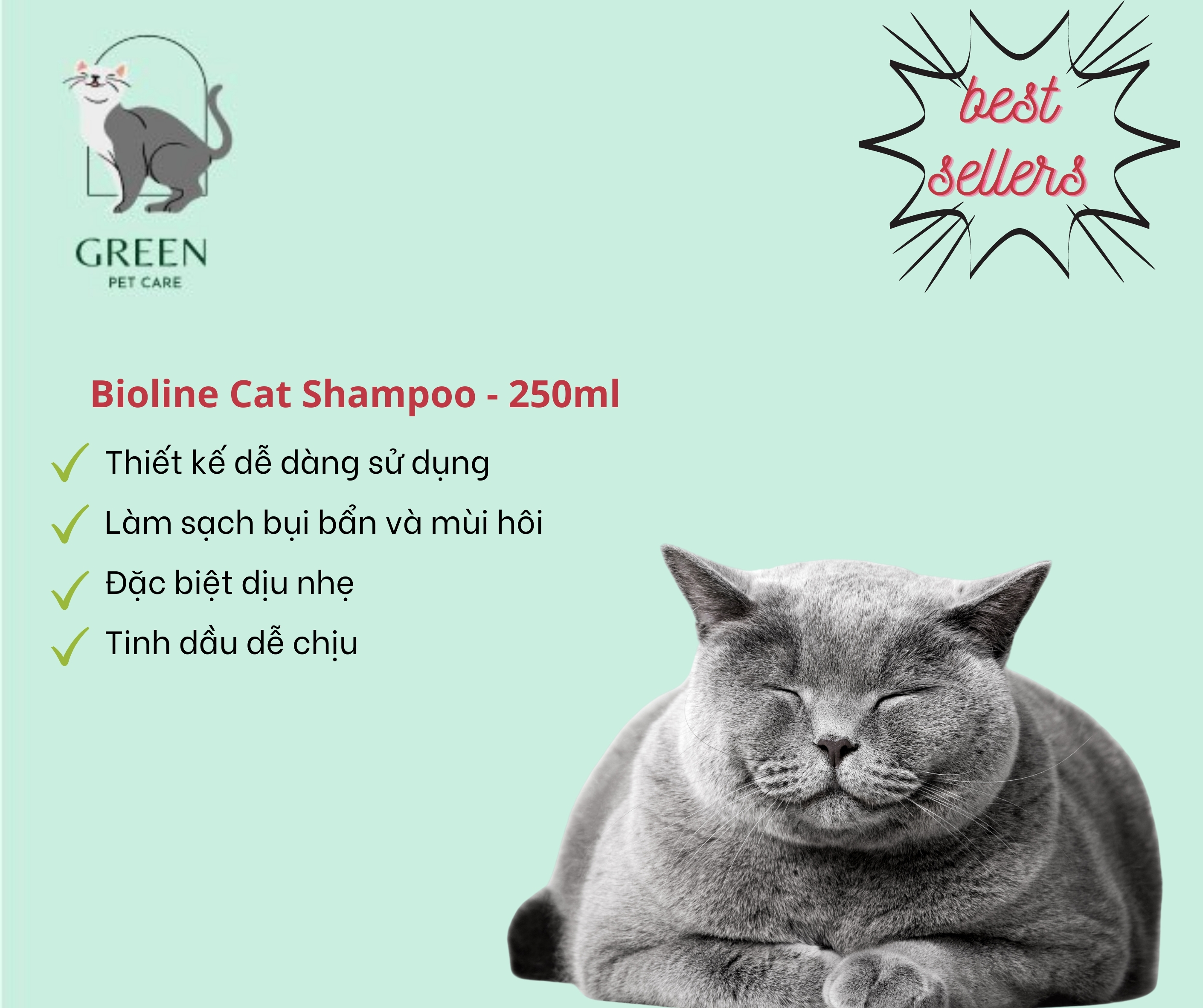 Sữa tắm cho mèo Bioline - chai 250ml